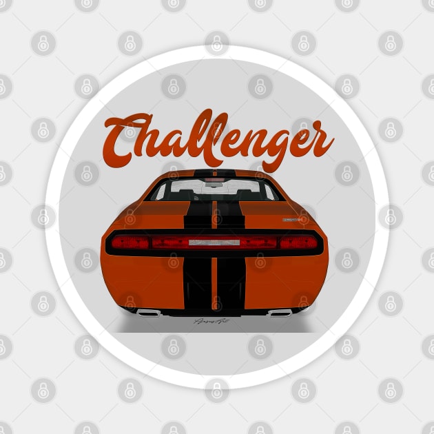 Challenger Srt-8 Orange Stripe Back Magnet by PjesusArt